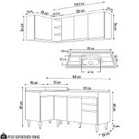 Armário De Cozinha Modulado De Canto Direito 4 Peças Cp39 Com Pia Inox Preto - Lumil - 5
