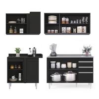 Armário De Cozinha Modulado De Canto Direito 4 Peças Cp39 Com Pia Inox Preto - Lumil - 7