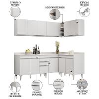 Armário De Cozinha Modulado De Canto 6 Peças Cp29 Balcão Com Tampo Branco - Lumil - 6
