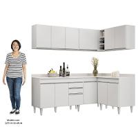 Armário De Cozinha Modulado De Canto 6 Peças Cp29 Balcão Com Tampo Branco - Lumil - 8