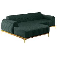 Sofá 265cm 4 Lugares Com Chaise Esquerdo Pés Gold Molino C-117 Linho Verde - Domi - 1
