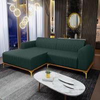 Sofá 265cm 4 Lugares Com Chaise Esquerdo Pés Gold Molino C-117 Linho Verde - Domi