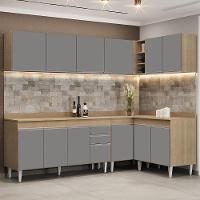 Armário De Cozinha Modulado De Canto 6 Peças Cp32 Balcão Com Tampo Castanho/cinza - Lumil - 2