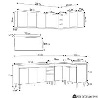 Armário De Cozinha Modulado De Canto 6 Peças Cp32 Balcão Com Tampo Castanho/cinza - Lumil