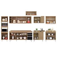 Armário De Cozinha Modulada De Canto 9 Peças Cp05 Balcão Com Tampo Castanho/preto - Lumil - 5