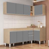 Armário De Cozinha Modulado De Canto Esquerdo 4 Peças Cp49 Balcão Sem Tampo Castanho/cinza - Lumil - 2