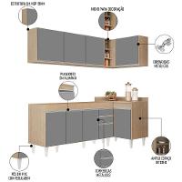 Armário De Cozinha Modulado De Canto Esquerdo 4 Peças Cp49 Balcão Sem Tampo Castanho/cinza - Lumil - 3