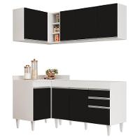 Armário De Cozinha Modulado De Canto Direito 4 Peças Cp37 Balcão Sem Tampo Branco/preto - Lumil - 1