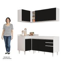 Armário De Cozinha Modulado De Canto Direito 4 Peças Cp37 Balcão Sem Tampo Branco/preto - Lumil - 5