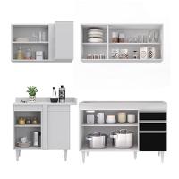 Armário De Cozinha Modulado De Canto Direito 4 Peças Cp37 Balcão Sem Tampo Branco/preto - Lumil - 6