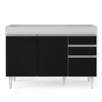 Armário De Cozinha Modulado De Canto Direito 4 Peças Cp37 Balcão Sem Tampo Branco/preto - Lumil - 7