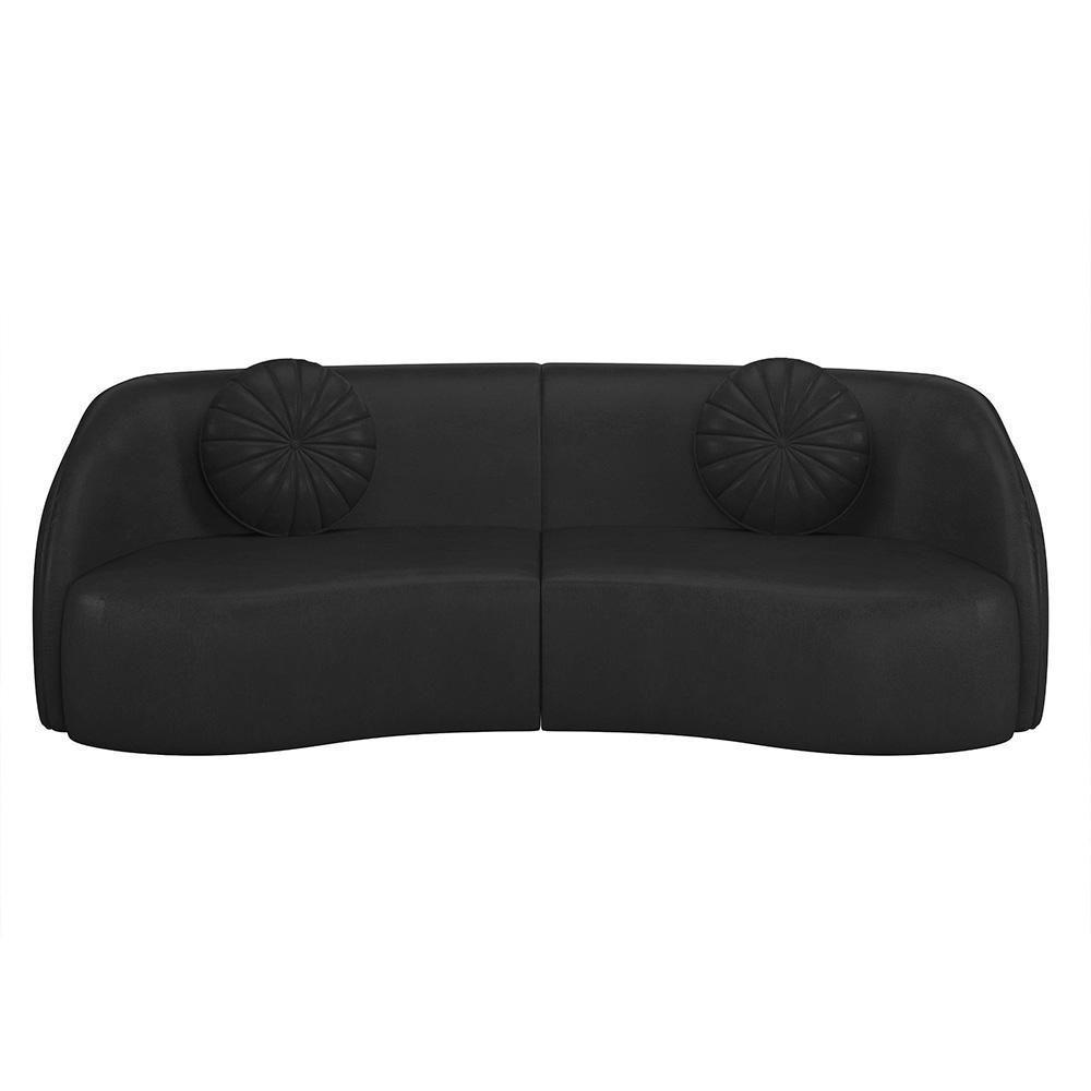 Sofá Decorativo Com Almofadas 3 Lugares 240cm Tressê Zion M22 Sintético Preto - Mpozenato - 5