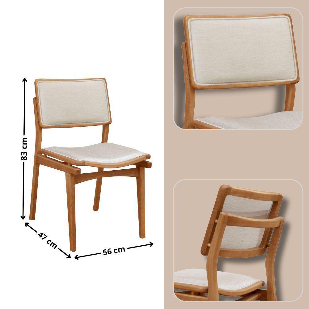 Conjunto Eva Com 2 Cadeiras Madeira Moderna Mobília Linho Off / Imbuia Nat. - 2