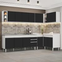 Armário De Cozinha Modulado De Canto 7 Peças Cp36 Com Pia Inox Branco/preto - Lumil - 5