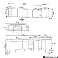 Armário De Cozinha Modulado De Canto 7 Peças Cp36 Com Pia Inox Branco/preto - Lumil - 7