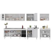 Armário De Cozinha Modulado De Canto 7 Peças Cp36 Com Pia Inox Branco/preto - Lumil - 10
