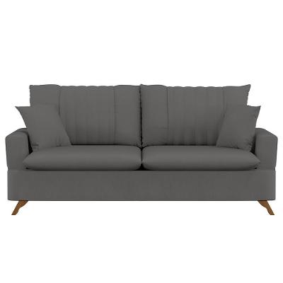 Sofá 160cm 2 Lugares Com Almofadas Pés Curvos Veras Suede D05 Cinza - Mpozenato