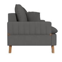 Sofá 160cm 2 Lugares Com Almofadas Pés Curvos Veras Suede D05 Cinza - Mpozenato - 5