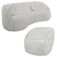 Sofá Decorativo 4 Lugares 318cm Com Almofadas E Poltrona Zion M22 Linho Cru - Mpozenato - 1