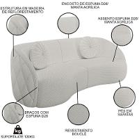 Sofá Decorativo 4 Lugares 318cm Com Almofadas E Poltrona Zion M22 Linho Cru - Mpozenato - 5