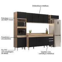 Armário De Cozinha Modulada 5 Peças Cp17 Balcão Com Tampo Castanho/preto - Lumil - 3