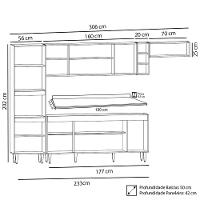 Armário De Cozinha Modulada 5 Peças Cp17 Balcão Com Tampo Castanho/preto - Lumil