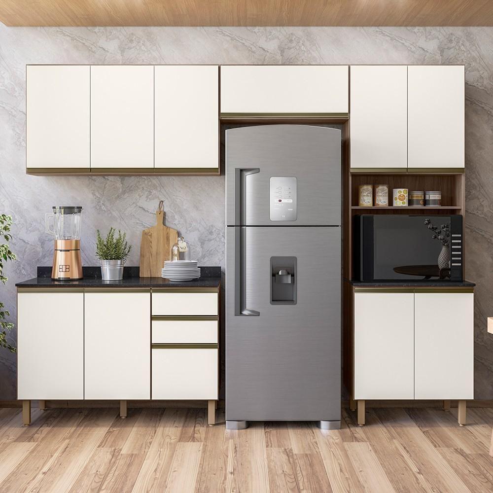 Armário De Cozinha 4 Peças Com Tampo Lita N03 Carvalho/off - Mpozenato - 2