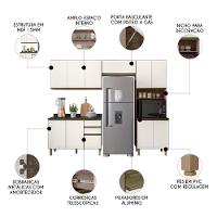 Armário De Cozinha 4 Peças Com Tampo Lita N03 Carvalho/off - Mpozenato - 3