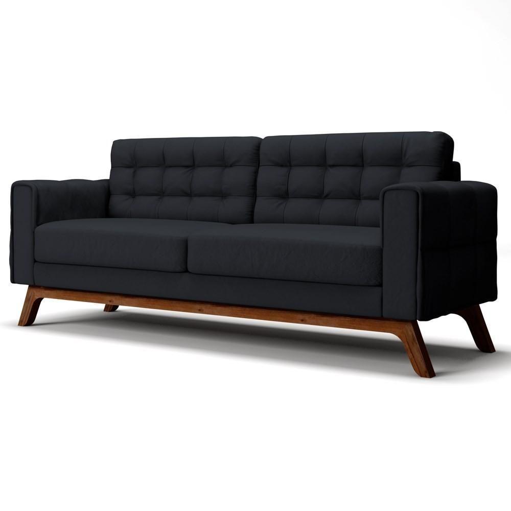 Sofá 150 Cm 2 Lugares Sandero C-300 Veludo Preto - Domi - 1