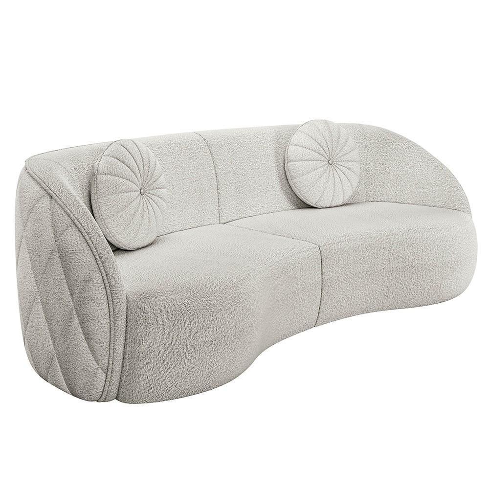 Sofá Decorativo 4 Lugares 318cm Com Almofadas E Poltrona Zion M22 Boucle Branco - Mpozenato - 9