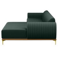 Sofá 245cm 4 Lugares Com Chaise Direito Pés Gold Molino C-117 Linho Verde - Domi - 6
