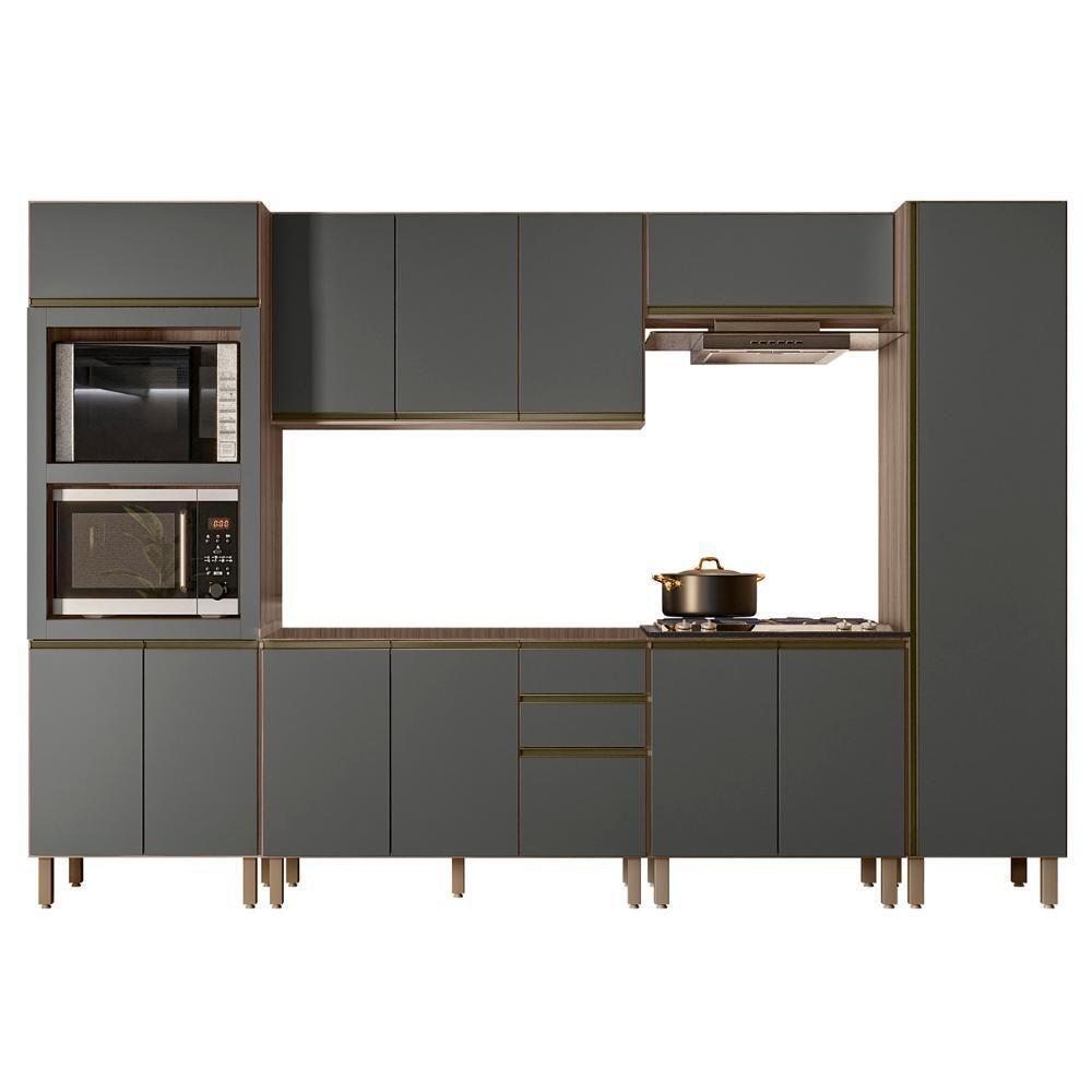 Armário De Cozinha 6 Peças Sem Tampo Jessy N03 Carvalho/grafite - Mpozenato - 1