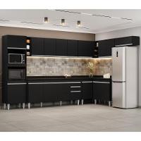 Armário De Cozinha Modulada De Canto 9 Peças Cp05 Balcão Com Tampo Preto - Lumil - 2