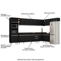 Armário De Cozinha Modulada De Canto 9 Peças Cp05 Balcão Com Tampo Preto - Lumil - 3