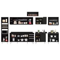 Armário De Cozinha Modulada De Canto 9 Peças Cp05 Balcão Com Tampo Preto - Lumil - 5