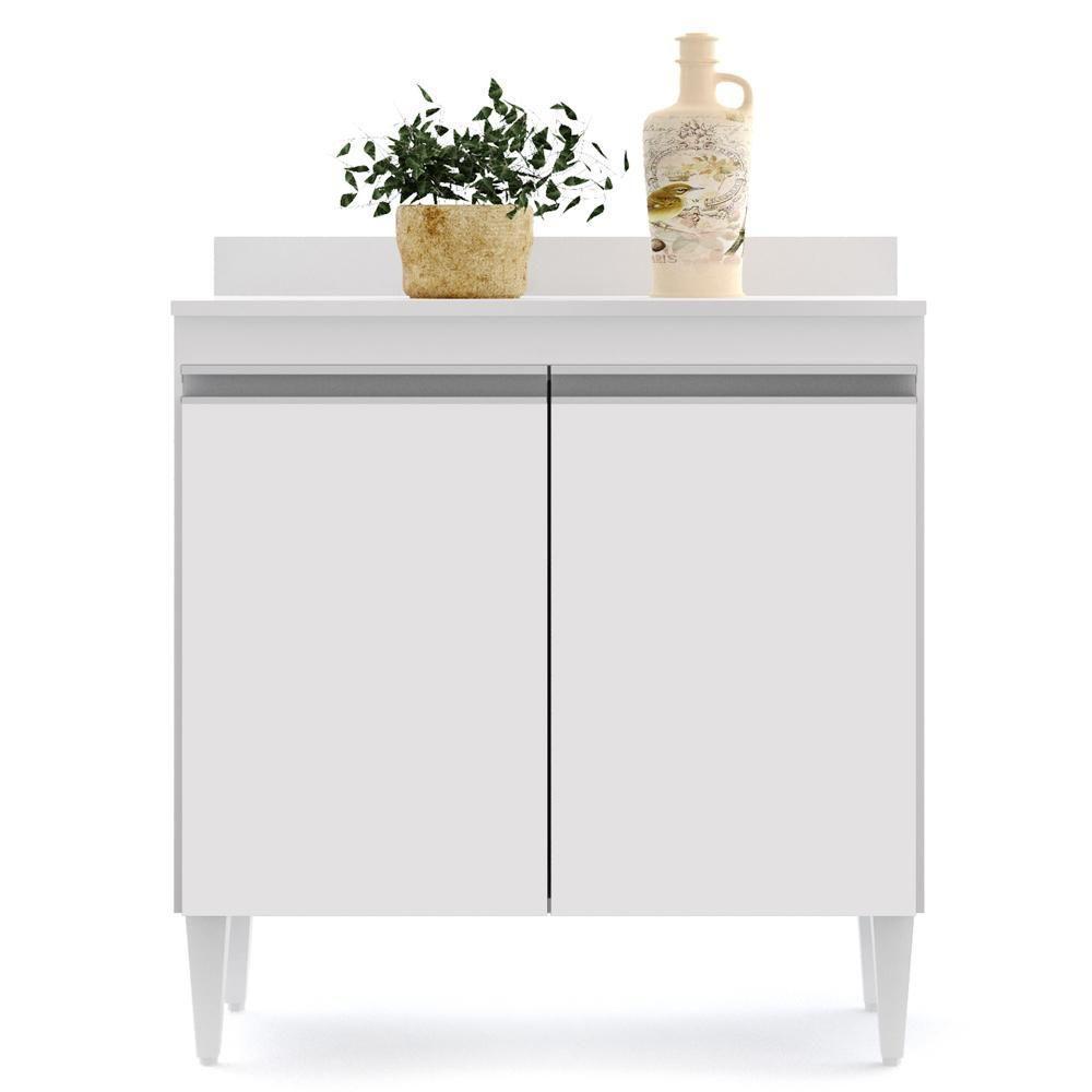 Armário De Cozinha Modulado De Canto 7 Peças Cp19 Balcão Sem Tampo Branco - Lumil - 10