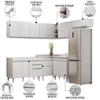 Armário De Cozinha Modulado De Canto 7 Peças Cp19 Balcão Sem Tampo Branco - Lumil - 2