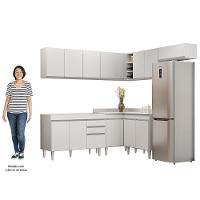 Armário De Cozinha Modulado De Canto 7 Peças Cp19 Balcão Sem Tampo Branco - Lumil