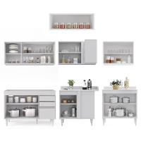 Armário De Cozinha Modulado De Canto 7 Peças Cp19 Balcão Sem Tampo Branco - Lumil - 5