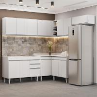 Armário De Cozinha Modulado De Canto 7 Peças Cp19 Balcão Sem Tampo Branco - Lumil - 9