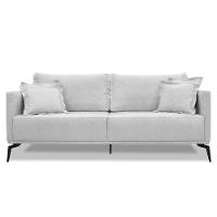 Sofá 3 Lugares 220cm Pés De Metal Vecchia S06 Linho Grigio - Mpozenato - 5