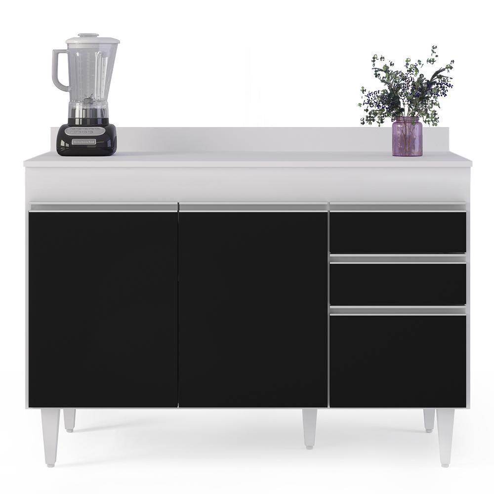 Armário De Cozinha Modulado De Canto 6 Peças Cp29 Balcão Com Tampo Branco/preto - Lumil - 7