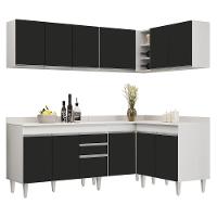 Armário De Cozinha Modulado De Canto 6 Peças Cp29 Balcão Com Tampo Branco/preto - Lumil - 1