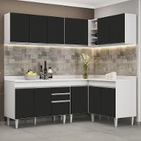 Armário De Cozinha Modulado De Canto 6 Peças Cp29 Balcão Com Tampo Branco/preto - Lumil - 2