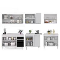 Armário De Cozinha Modulado De Canto 6 Peças Cp29 Balcão Com Tampo Branco/preto - Lumil - 6