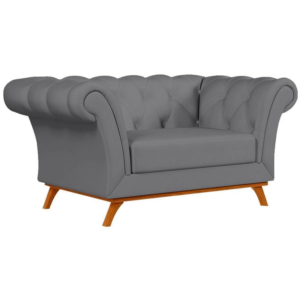 Sofá 150cm 2 Lugares Base Madeira Império D-317 Veludo Cinza - Domi - 1