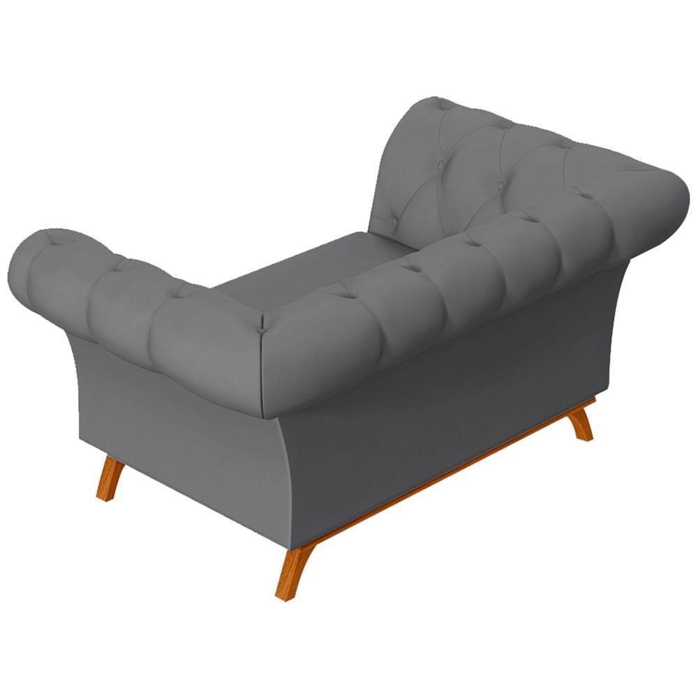Sofá 150cm 2 Lugares Base Madeira Império D-317 Veludo Cinza - Domi - 5