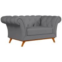 Sofá 150cm 2 Lugares Base Madeira Império D-317 Veludo Cinza - Domi - 1