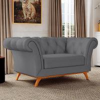 Sofá 150cm 2 Lugares Base Madeira Império D-317 Veludo Cinza - Domi - 2