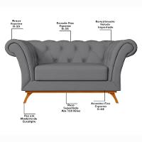 Sofá 150cm 2 Lugares Base Madeira Império D-317 Veludo Cinza - Domi - 3